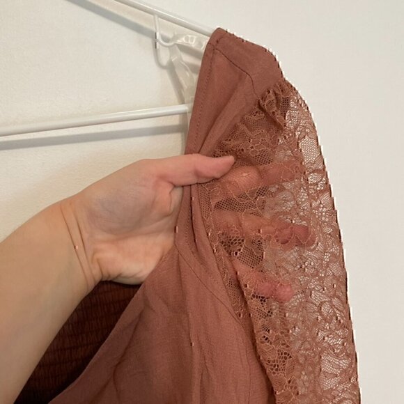 WILD FABLE Long Sleeve Lace Bustier Top Mauve Pink Brown Y2K 90s Cropped Crop M - Picture 7 of 13